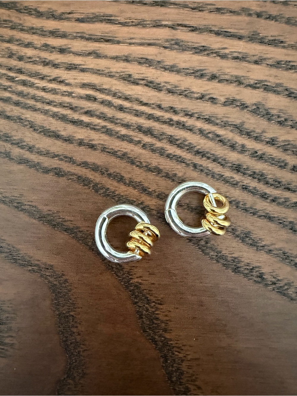 Madewell Mixed-Metal Triple Ring Huggie Hoop Earrings